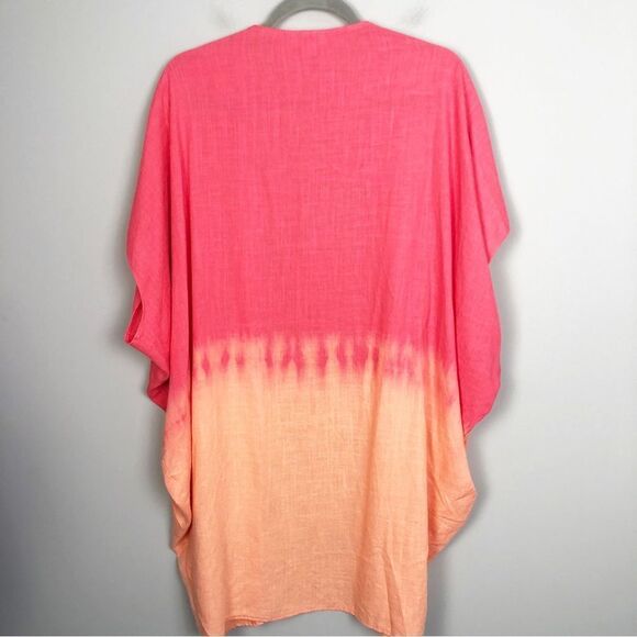 UMGEE | Coral to Orange Colorblock Tie Dye Kimono Coverup Top Women’s Size S/M - Picture 6 of 7